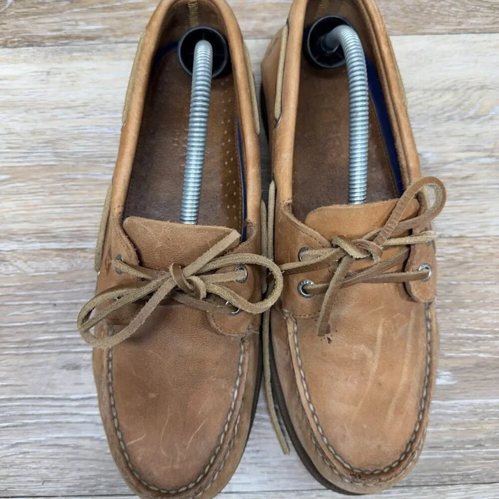 Sperry Top Sider Original 2 Eye Brown Leather Boat Shoe Men's Size 10D